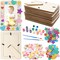 12 Packs Picture Frame Painting Craft Kit, ZYNERY 7.5 x 5.5 inch DIY Unfinished Wooden Photo Frames with Painting Tools Set, Hearts Stars Eva Sticke, Resin Accessories for Kids Craft, Paint